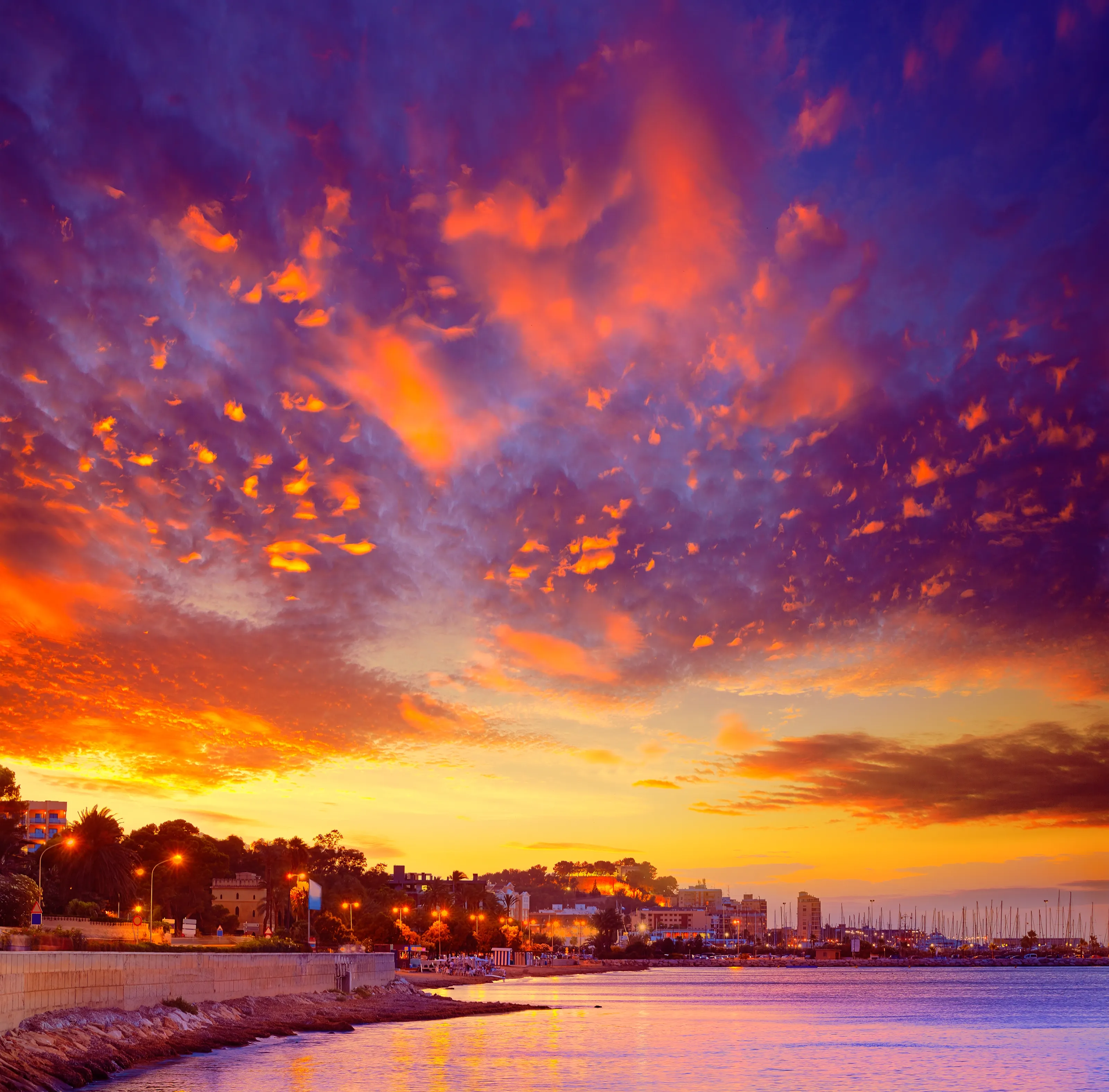 Denia sunset las Rotas in Mediterranean Spain of Alicante